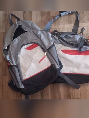 Gray, White and Red Men's Backpack - Everyday Commuter Pack